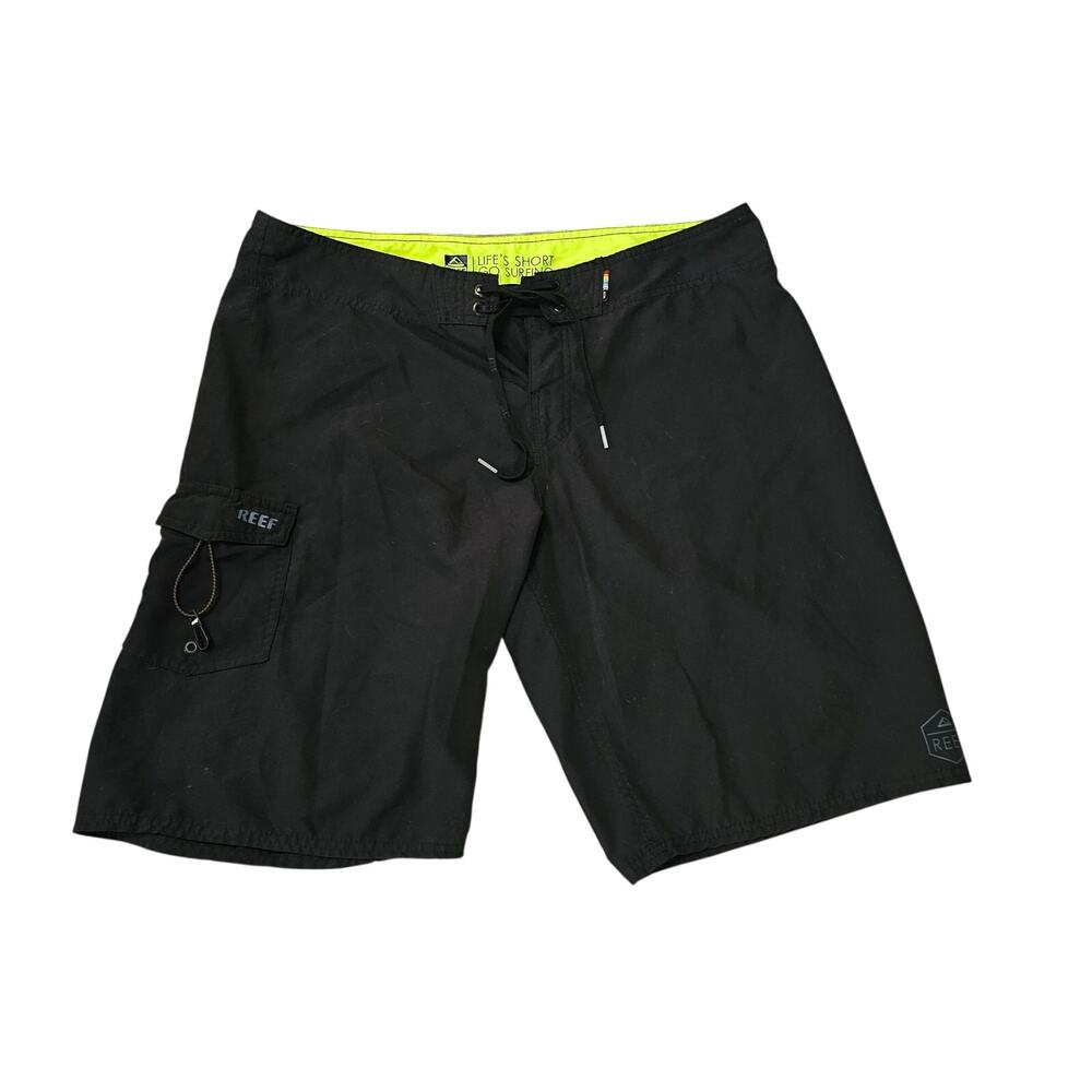 Reef Mens Size L (36) Black Swim Shorts Life's Short Go Surfing